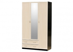 Шкаф для платья и белья 3-дверный (с профилем МДФ) с 1 малым зеркалом