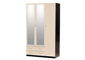 Шкаф для платья и белья 3-дверный (с профилем МДФ) с 2 малыми зеркалами