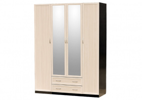 Шкаф для платья и белья 4-дверный (составной: шк 1-дв. + шк 3 дв.) с зеркалами