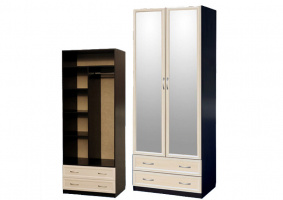 Шкаф для платья и белья 2-дверный (с профилем МДФ) с 2 зеркалами