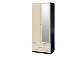 Шкаф для платья и белья 2 - дверный (с профилем МДФ) с 1 зеркалом